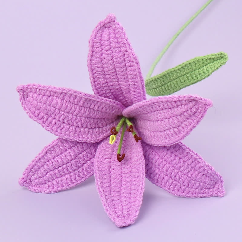 Handmade Knitted Crochet Lily Branch Decor - Purple - 3PCS - 5.51"W x 5.51"L x 16.93"H - image 2