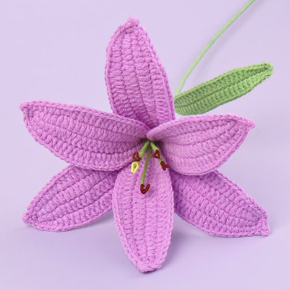 Handmade Knitted Crochet Lily Branch Decor - Purple - 3PCS - 5.51"W x 5.51"L x 16.93"H - image 2