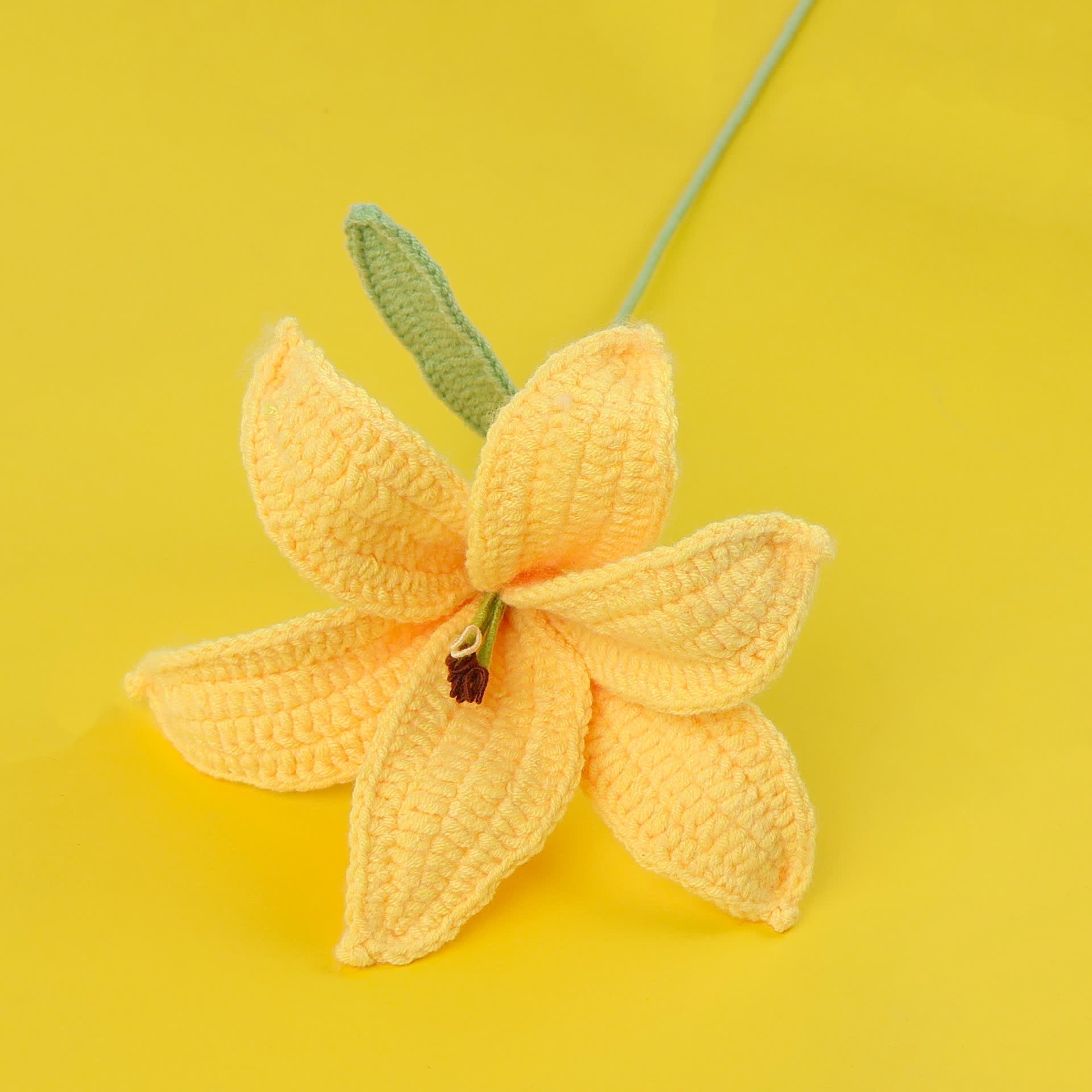 Handmade Knitted Crochet Lily Branch Decor - Yellow - 3PCS - 5.51"W x 5.51"L x 16.93"H - image 7