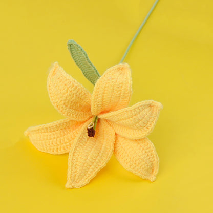 Handmade Knitted Crochet Lily Branch Decor - Yellow - 3PCS - 5.51"W x 5.51"L x 16.93"H - image 7