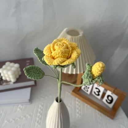 Handmade Knitted Crochet Artificial Camellia - Golden - 3PCS - 2.17"W x 2.17"L x 15.75"H - image 5