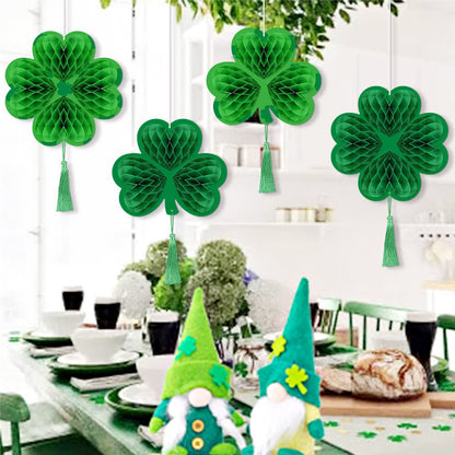 Lucky Green Clover Hanging Honeycomb Decor(4 PCS) - image 2