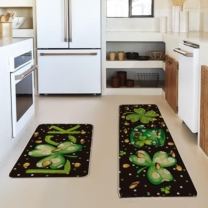 Stain-resistant Clover Pattern Rug - B - 18" x 29"+16" x 47" - image 1