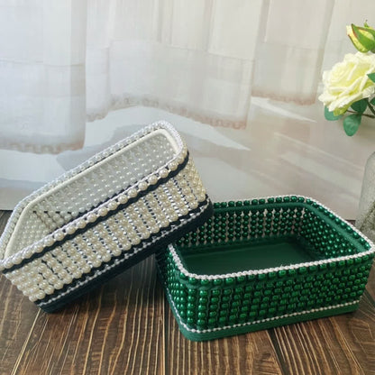 Handmade Beaded Woven Storage Basket - image 1