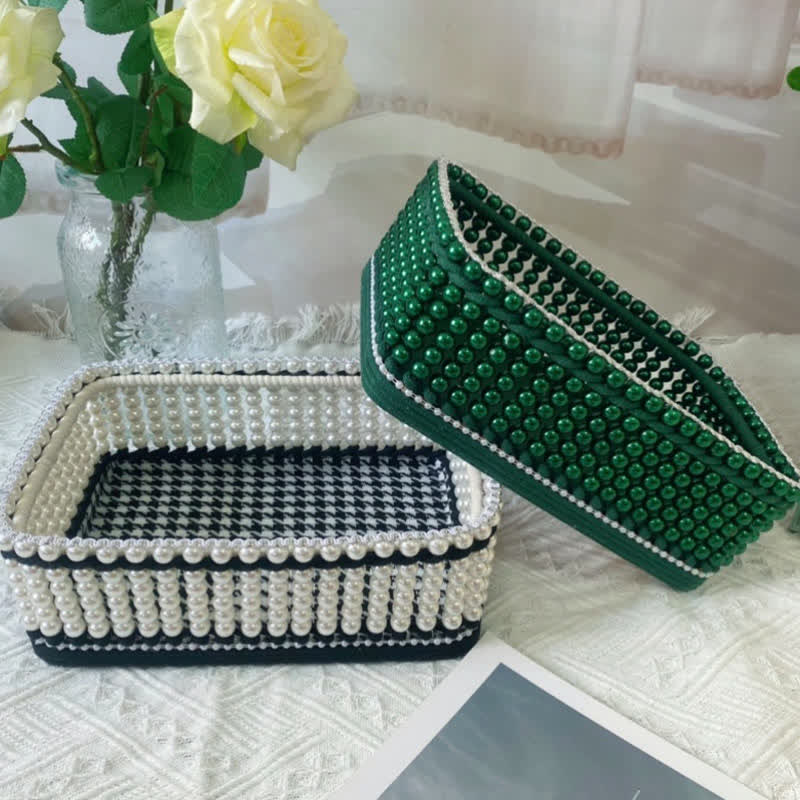 Handmade Beaded Woven Storage Basket - image 0