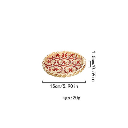 Hand-woven Colorful Rattan Storage Round Basket - Red - 1PC - 5.9"W x 5.9"L x 0.59"H - image 20