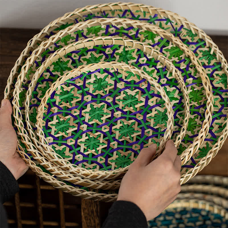 Hand-woven Colorful Rattan Storage Round Basket - image 0