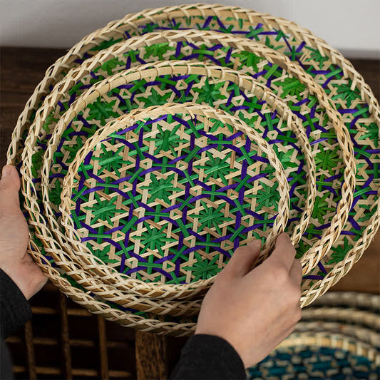 Hand-woven Colorful Rattan Storage Round Basket - image 0