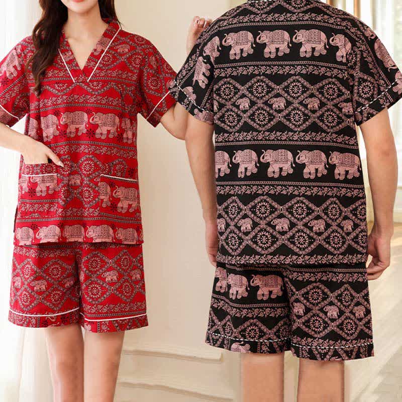 Plus Size Cotton Couple Retro Nightwear Set - image 1