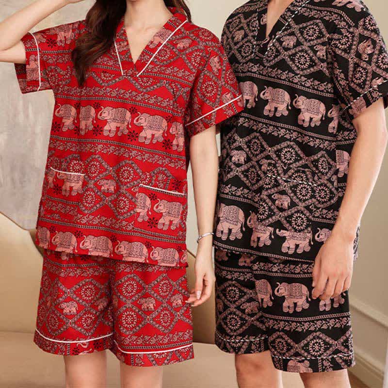 Plus Size Cotton Couple Retro Nightwear Set - image 0