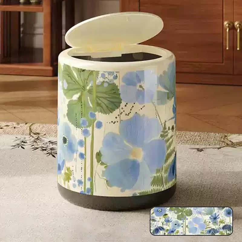 Floral Large Capacity Decorative Trash Bin - A - Push-open - 9"W x 9"L x 12"H - image 6