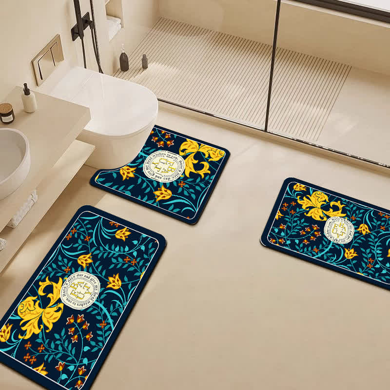 Elegant Floral Diatom Mud Water-absorbent Anti-slip Bath Mat  - U-Shaped - C - 19" x 23" - image 2