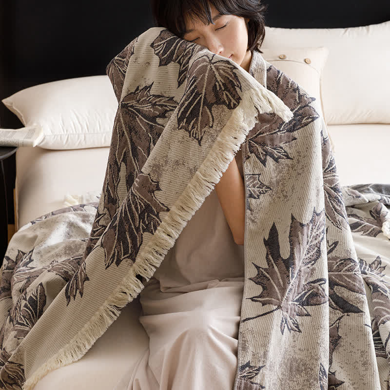 Cotton Gauze Tassel Maple Leaf Quilt - image 6