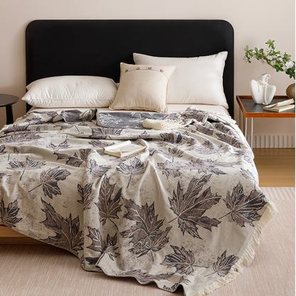 Cotton Gauze Tassel Maple Leaf Quilt - image 2