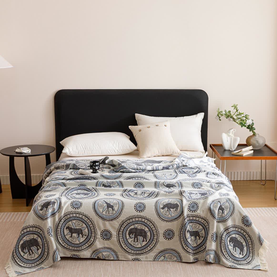 Vintage Four Layers Gauze Tassel Quilt - image 1