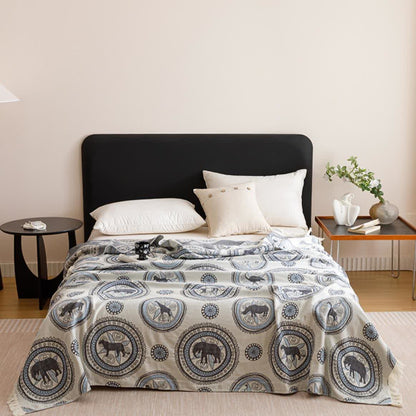 Vintage Four Layers Gauze Tassel Quilt - image 1