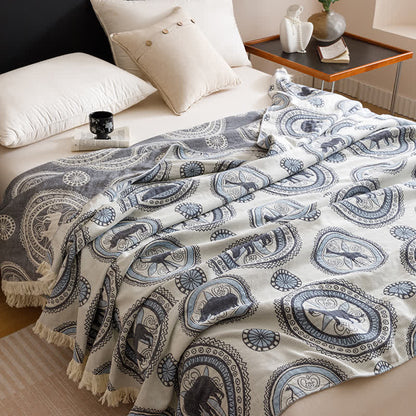 Vintage Four Layers Gauze Tassel Quilt - image 4