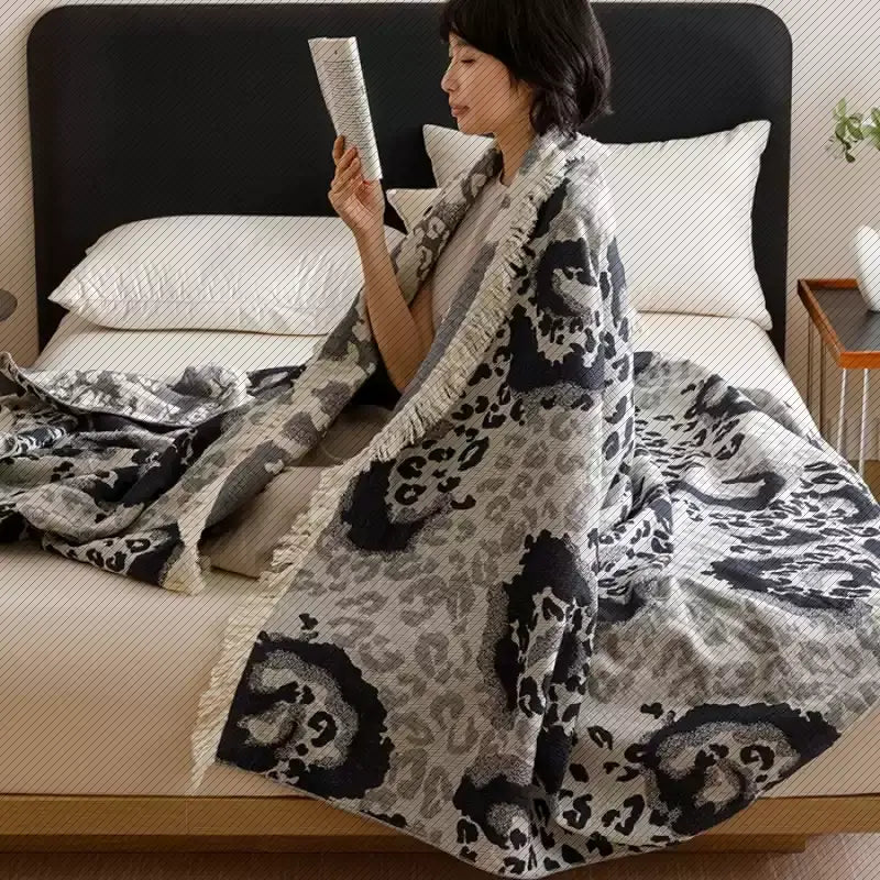 Vintage Cotton Gauze Tassel Reversible Quilt - image 7