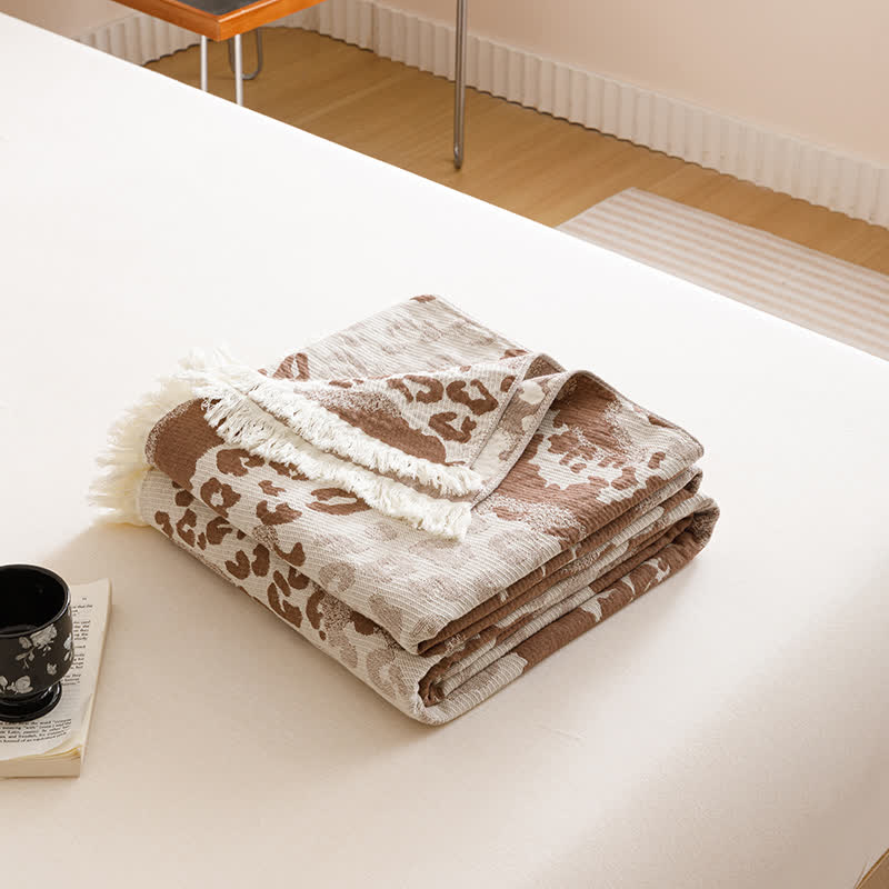 Vintage Cotton Gauze Tassel Reversible Quilt - image 2