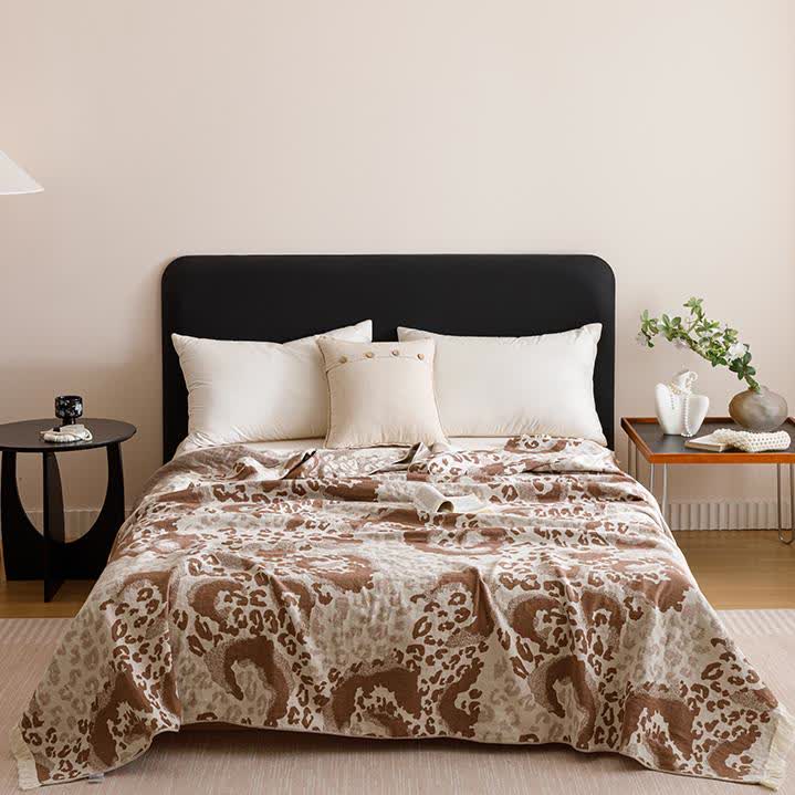 Vintage Cotton Gauze Tassel Reversible Quilt - image 1