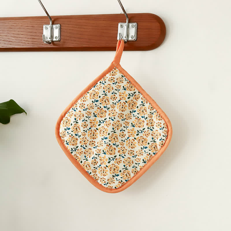 High Heat Resistant Kitchen Oven Mitt  - Yellow Flower - Pot Holder: 7" x 7" - image 24
