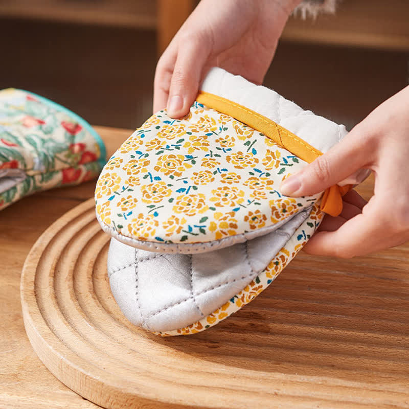 High Heat Resistant Kitchen Oven Mitt  - Yellow Flower - Oven Mitt: 5" x 7"  - image 21