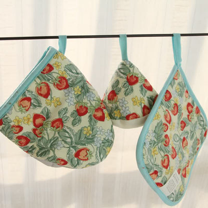 High Heat Resistant Kitchen Oven Mitt  - Strawberry - Set( 3 Sizes) - image 5