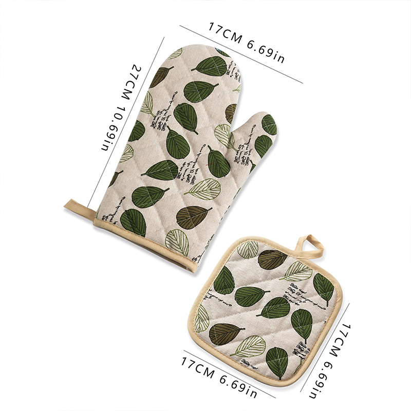 Cotton Linen High Heat Resistant Cooking Oven Mitt  - image 4