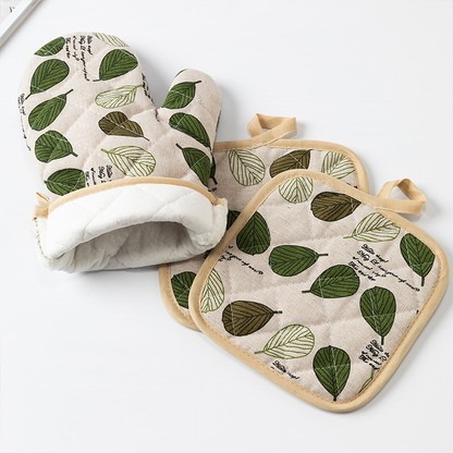 Cotton Linen High Heat Resistant Cooking Oven Mitt  - image 3