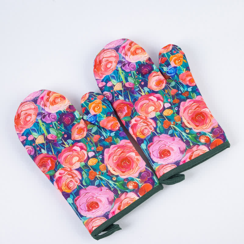 Floral Waterproof Anti-scalding Cooking Oven Mitt  - image 1