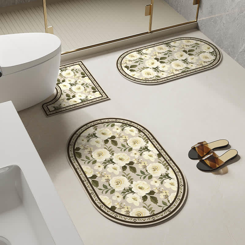 Rural Floral Diatom Mud Anti-slip Bath Mat  - Set - D - 35" x 23"+18" x 27"+23" x 35" - image 5