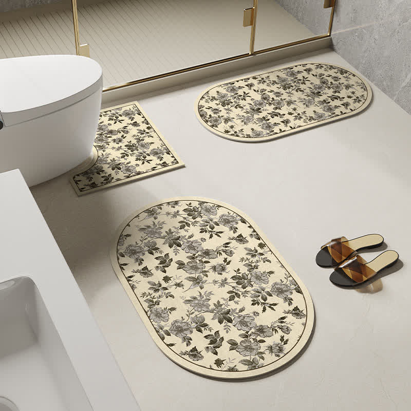 Rural Floral Diatom Mud Anti-slip Bath Mat  - Set - E - 35" x 23"+18" x 27"+23" x 35" - image 6