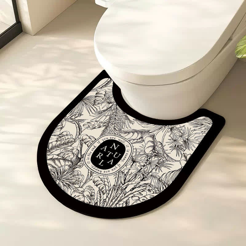 Luxury Floral Plant Diatom Mud Anti-slip Bath Mat - B - U-Shaped - 19" x 21" - image 9