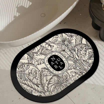 Luxury Floral Plant Diatom Mud Anti-slip Bath Mat - B - Oval-Shaped - 23" x 35" - image 5