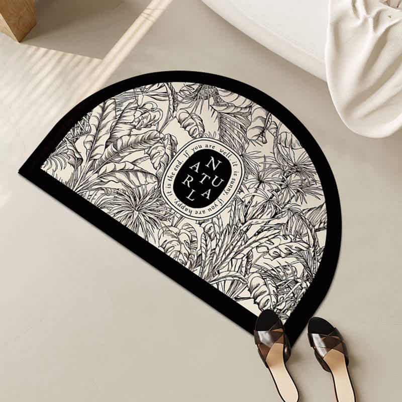 Luxury Floral Plant Diatom Mud Anti-slip Bath Mat - B - Semicircle - 23" x 35" - image 8