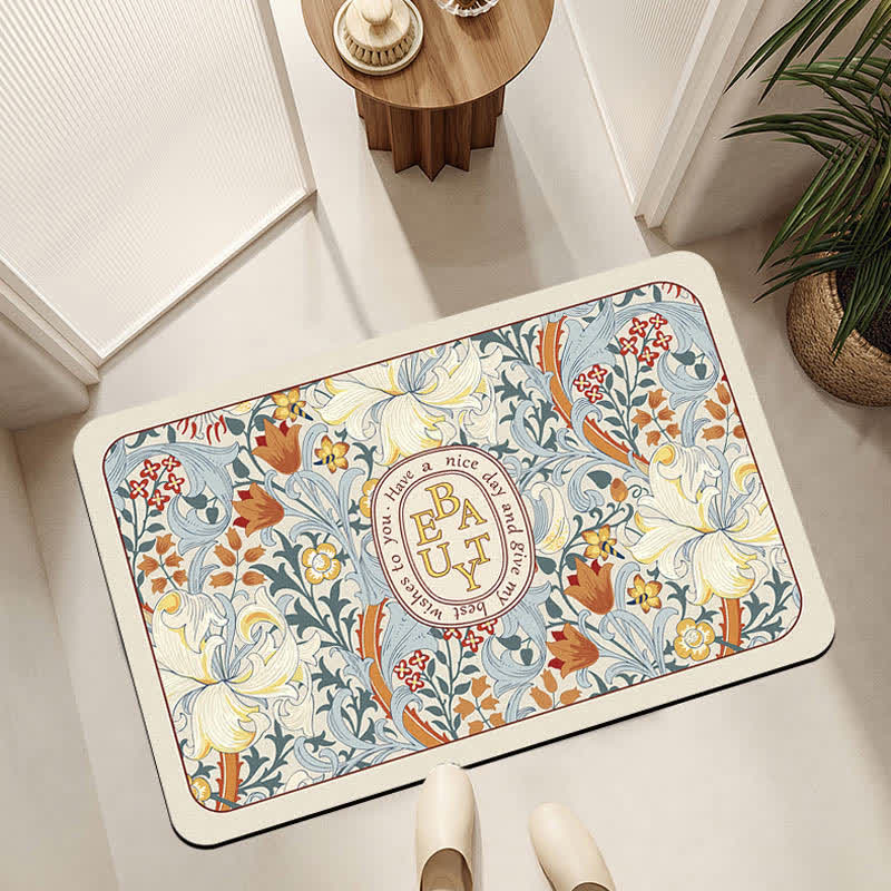 Luxury Floral Plant Diatom Mud Anti-slip Bath Mat - C - Rectangle - 23" x 35" - image 11