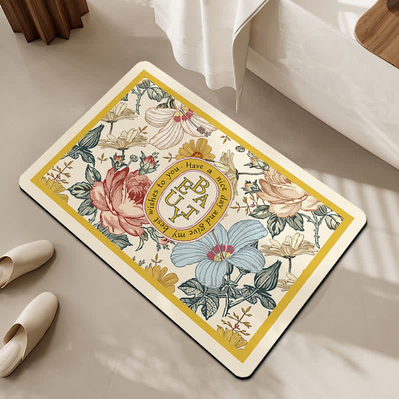 Luxury Floral Plant Diatom Mud Anti-slip Bath Mat - A - Rectangle - 23" x 35" - image 1