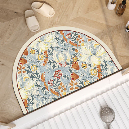 Luxury Floral Plant Diatom Mud Anti-slip Bath Mat - C - Semicircle - 23" x 35" - image 12