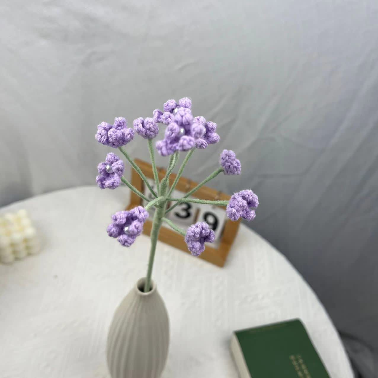 Handmade Knitted Crochet Gypsophila Bouquet - Purple - 3PCS - 1.57"W x 1.57"L x 17.32"H - image 3