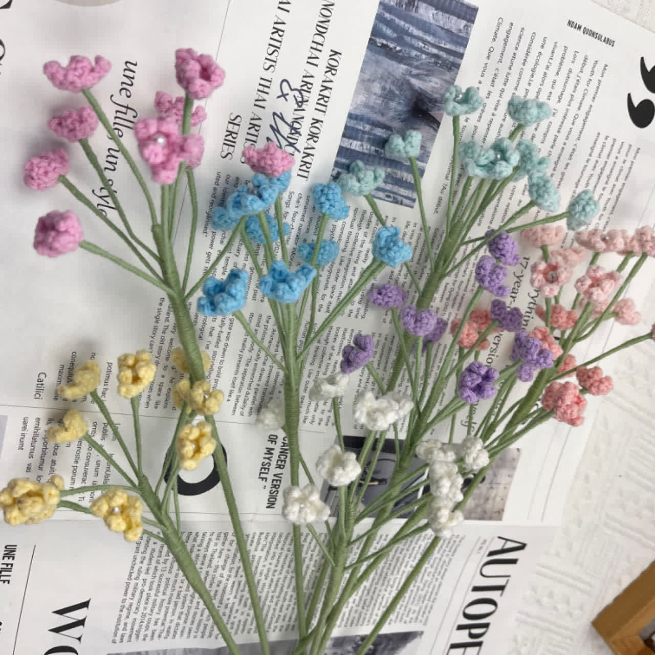 Handmade Knitted Crochet Gypsophila Bouquet - image 0