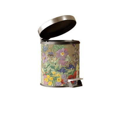 Oil Painting Style Floral Leather Trash Bin - C - Foot-operated - 9"W x 9"L x 10"H - image 8