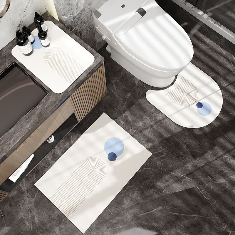 Simple Modern Diatom Mud Anti-slip Bath Mat - D - U-Shaped - 20" x 21" - image 4