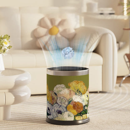 Elegant Oil-painting Large Capacity Waste Bin - A - 9"W x 9"L x 10"H - image 1
