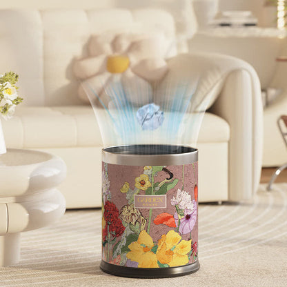 Oil Painting Style Floral Leather Trash Bin - image 2