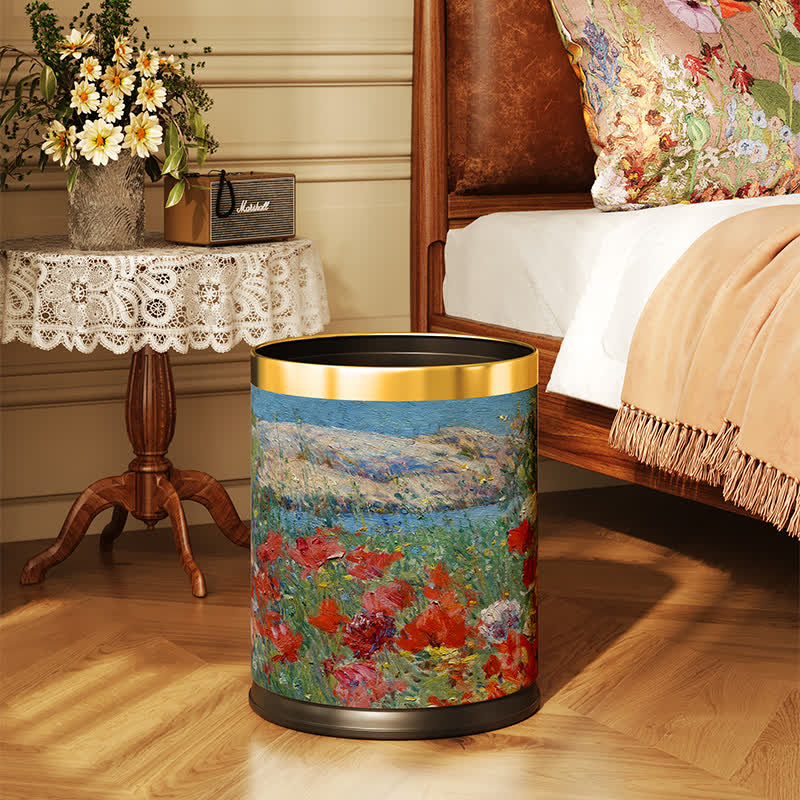 Elegant Floral Large Capacity Durable Waste Bin - A - Yellow Circle - 9"W x 9"L x 10"H - image 1