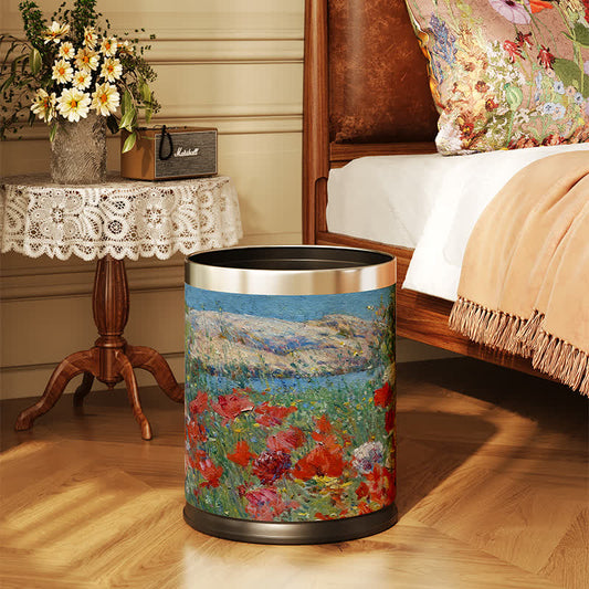 Elegant Floral Large Capacity Durable Waste Bin - A - Sliver Circle - 9"W x 9"L x 10"H - image 0