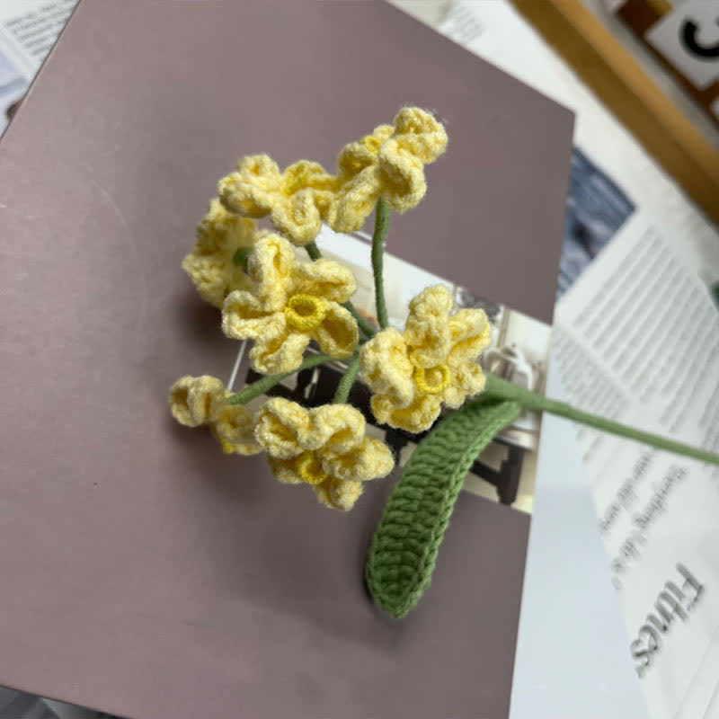 Handmade Knitted Crochet Forget-Me-Not Bouquet - Light Yellow - 3PCS - 1.57"W x 1.57"L x 17.72"H - image 10