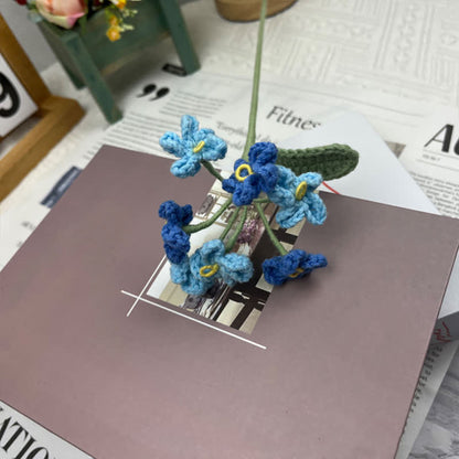 Handmade Knitted Crochet Forget-Me-Not Bouquet - Gradient Blue - 3PCS - 1.57"W x 1.57"L x 17.72"H - image 4