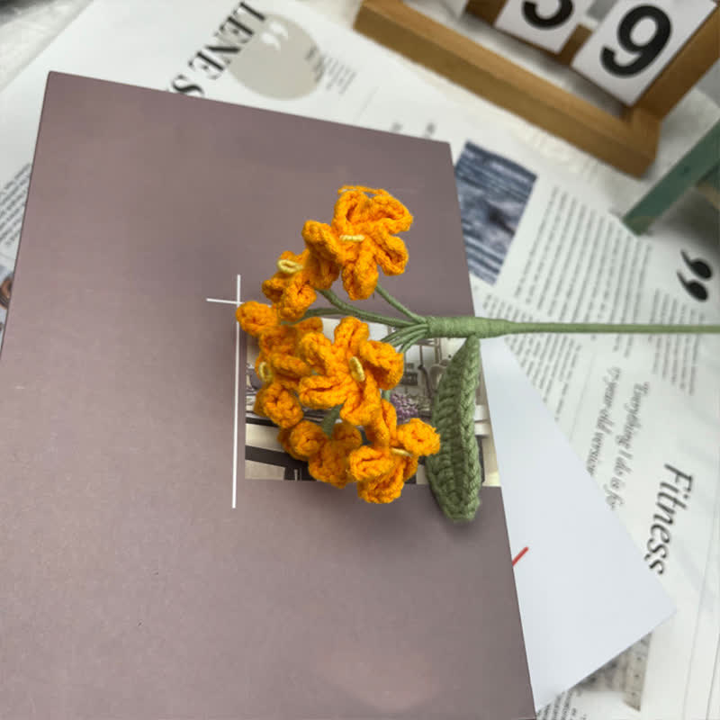 Handmade Knitted Crochet Forget-Me-Not Bouquet - Orange - 3PCS - 1.57"W x 1.57"L x 17.72"H - image 9