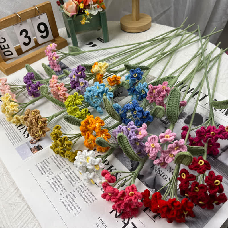 Handmade Knitted Crochet Forget-Me-Not Bouquet - image 1